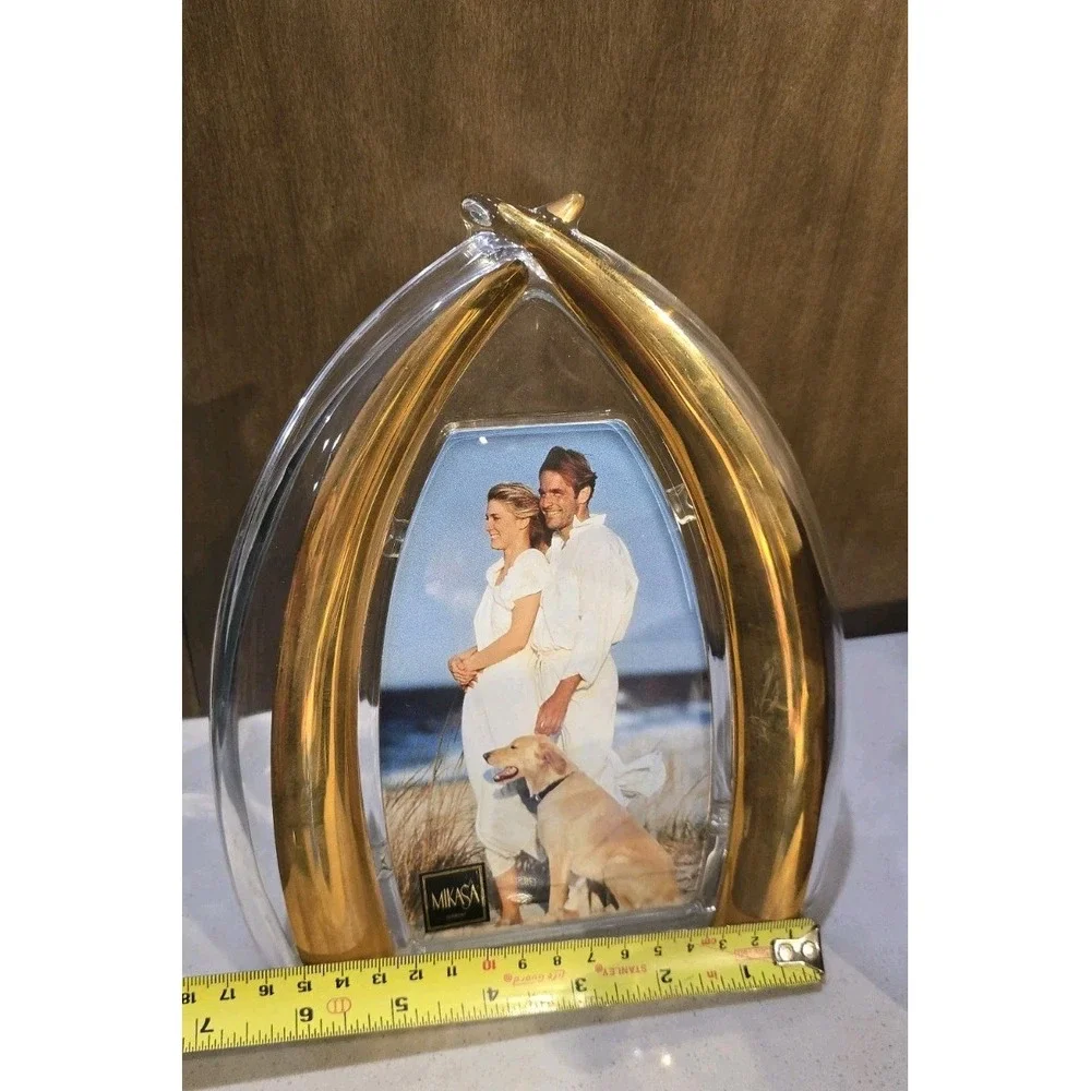 Mikasa Crystal Arch Picture Frame Gold Accents Elegant‎ Wedding Home Decor 4x6